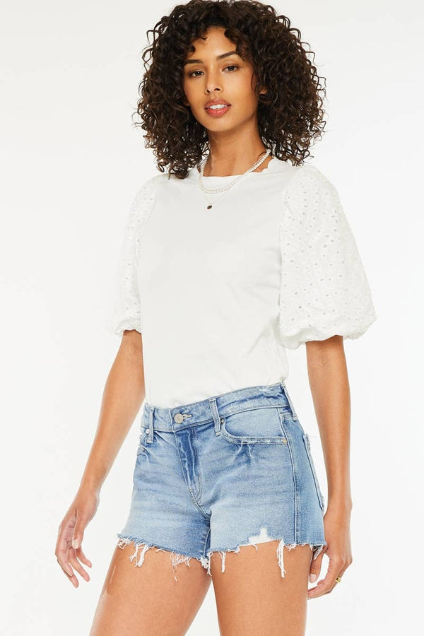 Kan Can USA - MID RISE BOY FRIEND FIT DENIM SHORTS-KC2600M-Always A Bargain