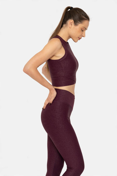 Mono B - Faux Leather Crossover Active Top-Always A Bargain
