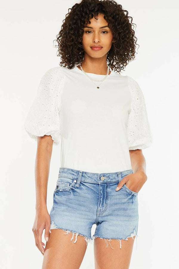 Kan Can USA - MID RISE BOY FRIEND FIT DENIM SHORTS-KC2600M-Always A Bargain