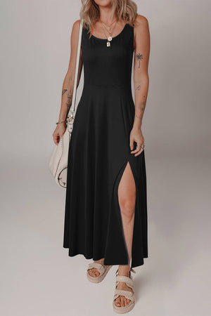 Casual Solid Side Split Midi Dress | S-XL-Always A Bargain
