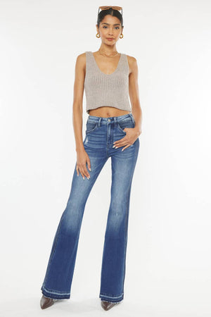 Kan Can USA - OPEN PACK SIDE PANEL HIGH RISE FLARE JEANS-KC9326D-Always A Bargain