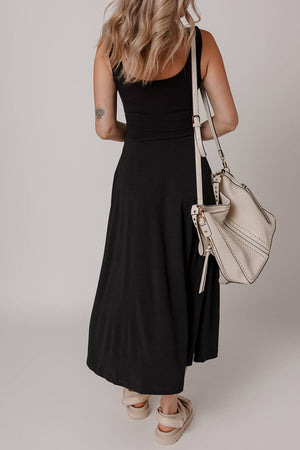 Casual Solid Side Split Midi Dress | S-XL-Always A Bargain