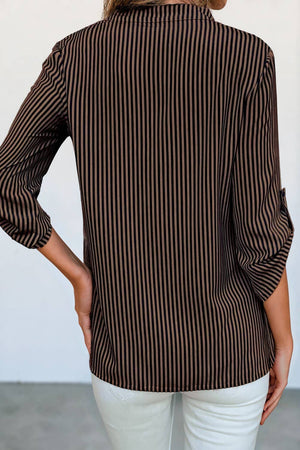 Classic Stripe V Neck Chest Pocket Shirt | S-XL-Always A Bargain