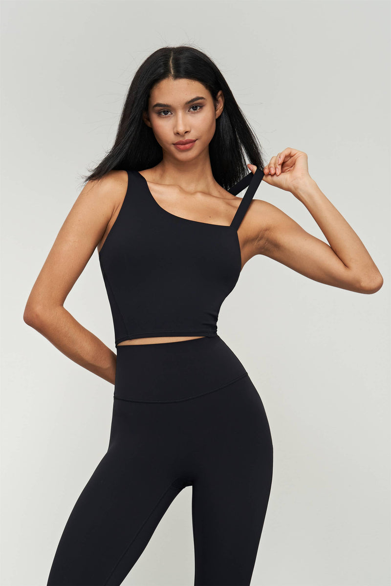 Kalina Longlined One Shoulder Strap Back Sports Bra-Always A Bargain