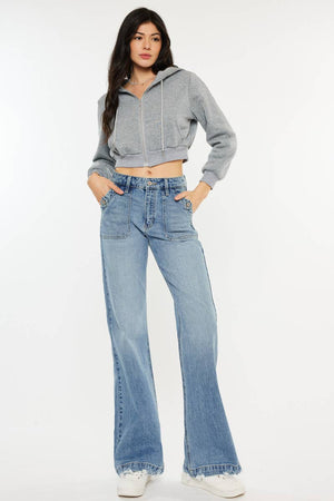 Kan Can USA - OPEN PACK HIGH RISE WIDE FLARE JEANS-KC2572M-Always A Bargain