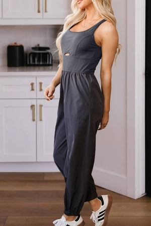 Back Crossed Straps Hollow Out Jogger Jumpsuit-Always A Bargain