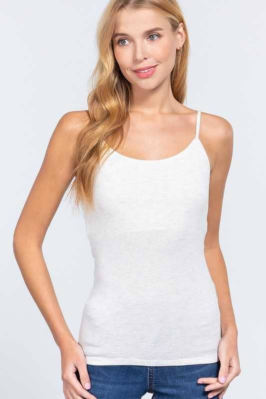 Vanilla Monkey - Basic Adjustable Spaghetti Strap Cropped Cami With Self Bra