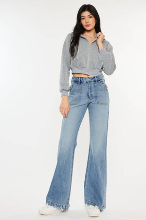 Kan Can USA - OPEN PACK HIGH RISE WIDE FLARE JEANS-KC2572M-Always A Bargain